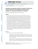 Estimating and explaining the effect of education and income on head and neck cancer risk: INHANCE consortium pooled analysis of 31 case-control studies from 27 countries