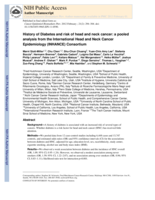 History of Diabetes and Risk of Head and Neck Cancer: A Pooled Analysis from the International Head and Neck Cancer Epidemiology Consortium