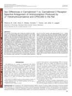 Sex differences in cannabinoid 1 vs. cannabinoid 2 receptor-selective antagonism of antinociception produced by delta9-tetrahydrocannabinol and CP55,940 in the rat