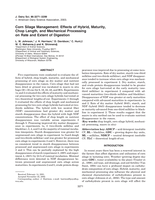 Corn Silage Management: Effects of Hybrid, Maturity, Chop Length, and Mechanical Processing on Rate and Extent of Digestion