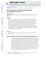 Role of epigenetics in developmental biology and transgenerational inheritance