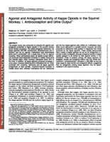 Agonist and antagonist activity of Kappa opioids in the squirrel monkey. I: Antinociception and urine output