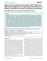 Plastics derived endocrine disruptors (BPA, DEHP and DBP) induce epigenetic transgenerational inheritance of obesity, reproductive disease and sperm epimutations