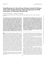 Identification of a novel gene product, Sertoli cell gene with a zinc finger domain, that is important for FSH activation of testicular Sertoli cells
