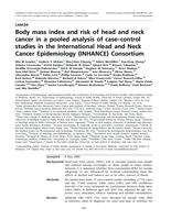 Body mass index and risk of head and neck cancer in a pooled analysis of case–control studies in the International Head and Neck Cancer Epidemiology (INHANCE) Consortium