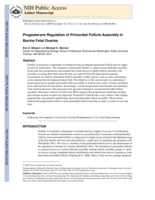 Progesterone regulation of primordial follicle assembly in bovine fetal ovaries