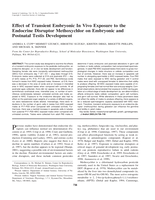 Effect of transient embryonic in vivo exposure to the endocrine disruptor methoxychlor on embryonic and postnatal testis development