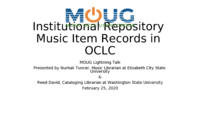 Institutional Repository Music Item Records in OCLC