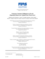 Tennessee Consumer Willingness to Pay for Disposable Dinnerware Molded from Wheat Straw