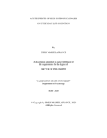 Acute Effects of High-Potency Cannabis on Everyday Life Cognition