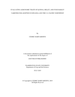 EVALUATING AGRONOMIC TRAITS OF QUINOA, MILLET, AND FOOD BARLEY VARIETIES FOR ADOPTION IN RWANDA AND THE U.S. PACIFIC NORTHWEST