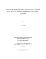 TOO FAR TO CARE OR TOO CLOSE TO ACT ?: AN INVESTIGATION OF CONSTRUAL LEVEL THEORY AND EMOTIONS IN UNDERSTANDING CLIMATE CHANGE ENGAGEMENT