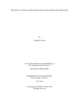 THE EFFECT OF SOCIAL MEDIA DISCLOSURE ON INVESTORS AND EMPLOYEES