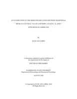 AN EXAMINATION OF THE MEDIATING RELATIONS BETWEEN TRADITIONAL MEXICAN CULTURAL VALUES AND MMPI-2 SCALES L, K, AND 5 WITH MEXICAN AMERICANS