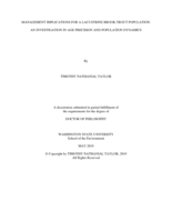 MANAGEMENT IMPLICATIONS FOR A LACUSTRINE BROOK TROUT POPULATION: AN INVESTIGATION IN AGE PRECISION AND POPULATION DYNAMICS