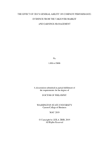 The effect of CEO's general ability on company performance: Evidence from the takeover market and earnings management