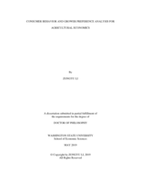 CONSUMER BEHAVIOR AND GROWER PREFERENCE ANALYSIS FOR AGRICULTURAL ECONOMICS