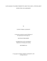 SAUDI ARABIAN TEACHERS’ PERSPECTIVE ABOUT INCLUSION: ATTITUDE ABOUT INSTRUCTION AND ASSESSMENT