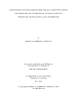 LOSING WEIGHT AND EATING DISORDER RISK: THE ROLE OF DIET TYPE, DIETING STRATEGIES, BMI, AND PSYCHOLOGICAL FACTORS IN ACHIEVING WEIGHT LOSS AND INCREASING EATING DISORDER RISK