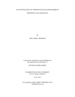 AN INVESTIGATION OF CORPORATE SOCIAL RESPONSIBILITY REPORTING AND ASSURANCE