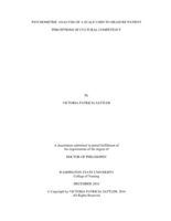 Psychometric Analysis of a Scale Used to Measure Patient Perceptions of Cultural Comptency
