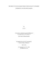 THE IMPACT OF SUSTAINABLE FOOD ON RESTAURANT CUSTOMERS’ EXPERIENCE AND DECISION-MAKING