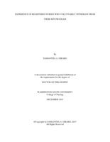 Experiences of Registered Nurses Who Voluntarily Withdraw from Their BSN Program