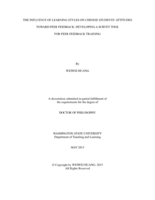 THE INFLUENCE OF LEARNING STYLES ON CHINESE STUDENTS' ATTITUDES TOWARD PEER FEEDBACK: DEVELOPING A SURVEY TOOL FOR PEER FEEDBACK TRAINING