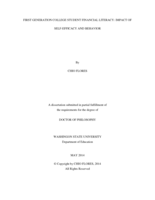 FIRST GENERATION COLLEGE STUDENT FINANCIAL LITERACY: IMPACT OF SELF-EFFICACY AND BEHAVIOR