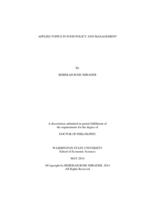 Applied Topics in Food Policy and Management