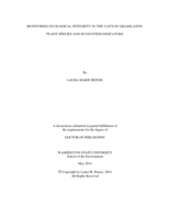 MONITORING ECOLOGICAL INTEGRITY IN THE CANYON GRASSLANDS: PLANT SPECIES AND ECOSYSTEM INDICATORS