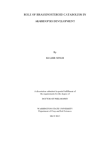 ROLE OF BRASSINOSTEROID CATABOLISM IN ARABIDOPSIS DEVELOPMENT