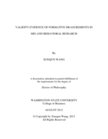Validity Evidence of Formative Measurements in MIS and Behavioral Research