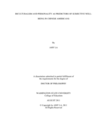 Biculturalism and Personality as Predictors of Subjective Well-being in Chinese Americans