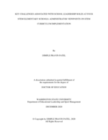 KEY CHALLENGES ASSOCIATED WITH SCHOOL LEADERSHIP ROLES AT FOUR  STEM ELEMENTARY SCHOOLS: ADMINISTRATOR VIEWPOINTS ON STEM  CURRICULUM IMPLEMENTATION