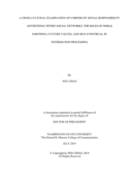 A CROSS-CULTURAL EXAMINATION OF CORPORATE SOCIAL RESPONSIBILITY ADVERTISING WITHIN SOCIAL NETWORKS: THE ROLES OF MORAL EMOTIONS, CULTURE VALUES, AND SELF-CONSTRUAL IN INFORMATION PROCESSING