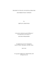 THE EFFECT OF TRAVEL ON POLITICAL BEHAVIOR AND FOREIGN POLICY OPINIONS