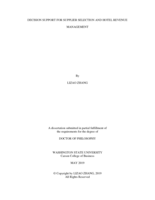 DECISION SUPPORT FOR SUPPLIER SELECTION AND HOTEL REVENUE MANAGEMENT