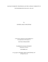 Solitary Sparrows: Widowhood and the Catholic Community in Post-Reformation England, 1580-1630