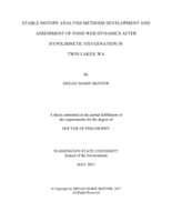 STABLE ISOTOPE ANALYSIS METHODS DEVELOPMENT AND ASSESSMENT OF FOOD WEB DYNAMICS AFTER HYPOLIMNETIC OXYGENATION IN TWIN LAKES, WA