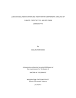 AGRICULTURAL PRODUCTIVITY AND PRODUCTIVITY COMPONENTS: ANALYSIS OF CLIMATE, CREDIT ACCESS, AND OFF-FARM  LABOR SUPPLY