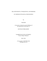 THE ANTECEDENTS, CONSEQUENCES, AND REMEDIES OF CORPORATE FINANCIAL WRONGDOINGS