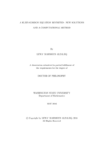 A KLEIN-GORDON EQUATION REVISITED - NEW SOLUTIONS AND A COMPUTATIONAL METHOD