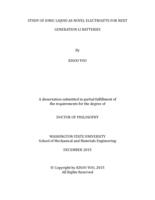 STUDY OF IONIC LIQUID AS NOVEL ELECTROLYTE FOR NEXT GENERATION LI BATTERIES
