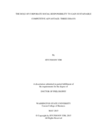 THE ROLE OF CORPORATE SOCIAL RESPONSIBILITY TO GAIN SUSTAINABLE COMPETITIVE ADVANTAGE: THREE ESSAYS