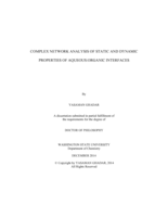 COMPLEX NETWORK ANALYSIS  OF STATIC AND DYNAMIC PROPERTIES OF  AQUEOUS:ORGANIC INTERFACES