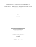 THE EFFECTIVENESS OF ENTERTAINMENT-EDUCATION: TOWARD AN UNDERSTANDING OF THE MAIN EFFECTS, THE PERSUASIVE PROCESSES, AND THE ROLE OF AMBIVALENCE