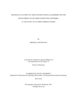 The Role of An Ethic of Care in Instructional Leadership and the Development of Teacher-Student Relationships: A Case Study of an Urban Middle School