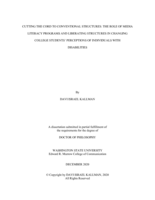 CUTTING THE CORD TO CONVENTIONAL STRUCTURES: THE ROLE OF MEDIA LITERACY PROGRAMS AND LIBERATING STRUCTURES IN CHANGING  COLLEGE STUDENTS’ PERCEPTIONS OF INDIVIDUALS WITH  DISABILITIES
