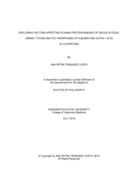 EXPLORING FACTORS AFFECTING PLASMA PROTEIN BINDING OF DRUGS IN DOGS: UREMIC TOXINS AND POLYMORPHISMS OF ALBUMIN AND ALPHA-1 ACID GLYCOPROTEIN